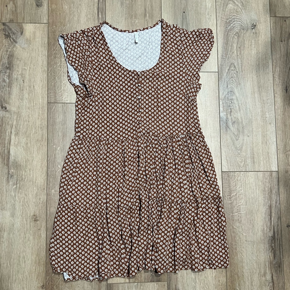 Rylee + Cru Brown Floral Mini Dress